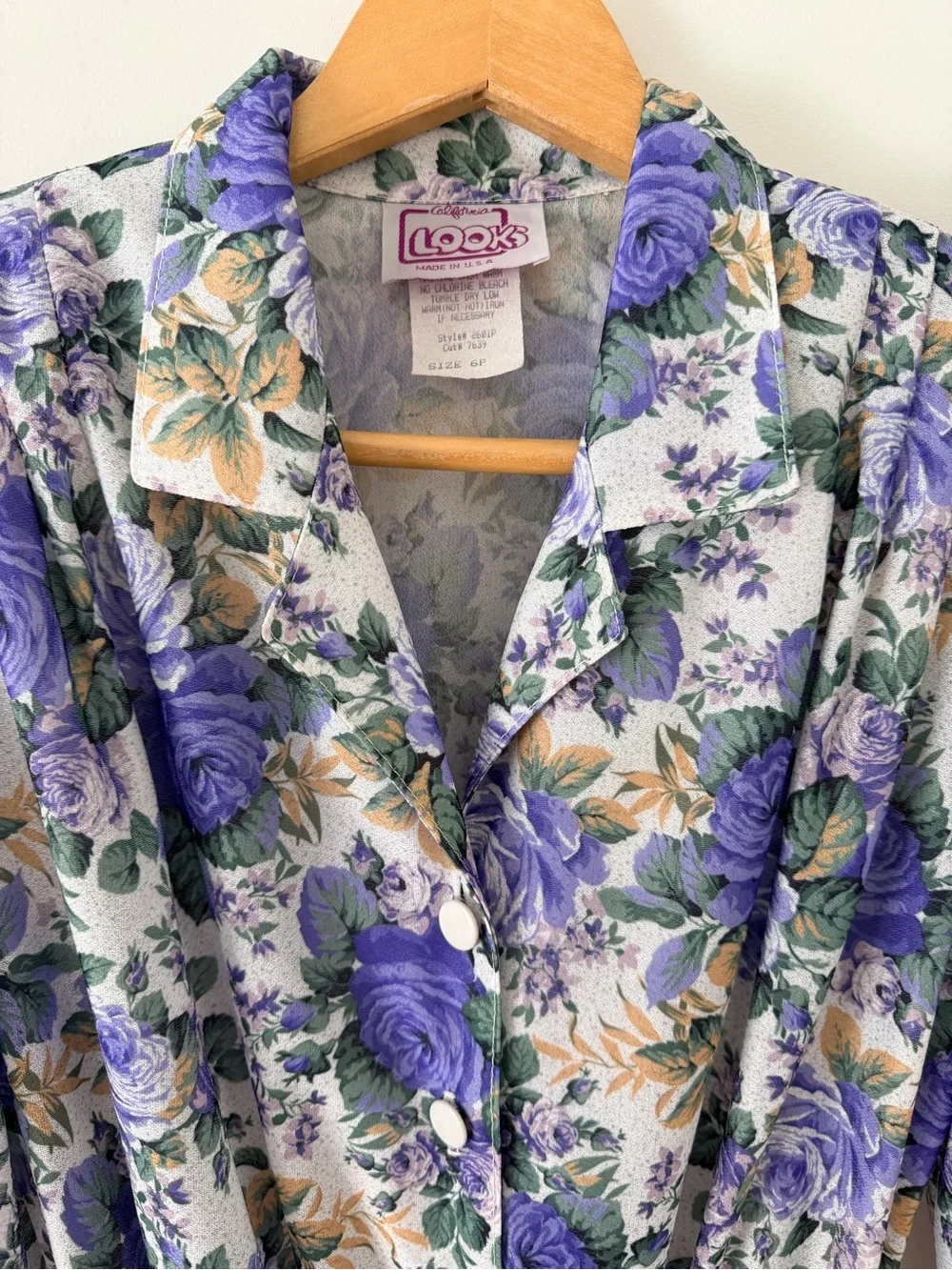 California Looks Vintage Purple Floral Belted Midi Dress